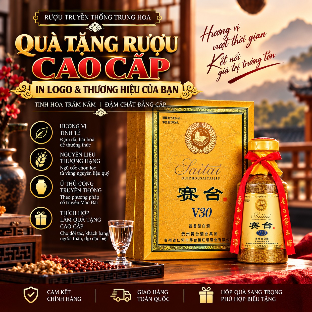 Mẫu quà tặng Rượu Saitai -V30