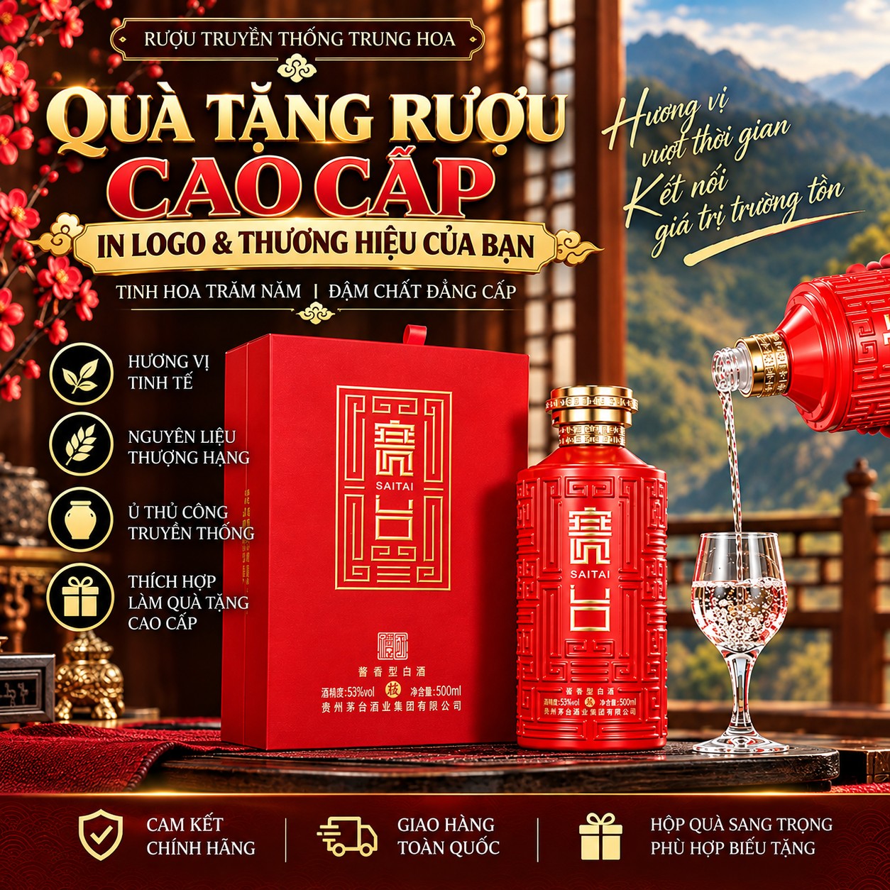 Mẫu quà tặng rượu Saitai Quốc Lễ Cao cấp ST06
